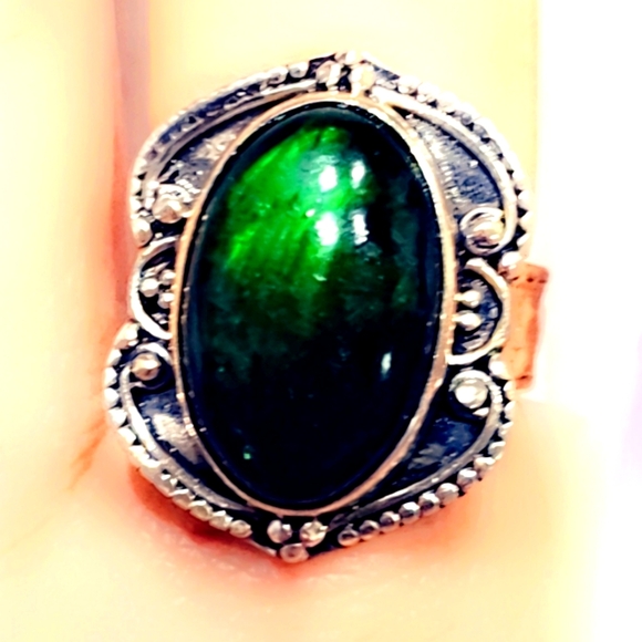 Custom Made Enhanced Labrodorite Solid Sterling Gemstone Ring